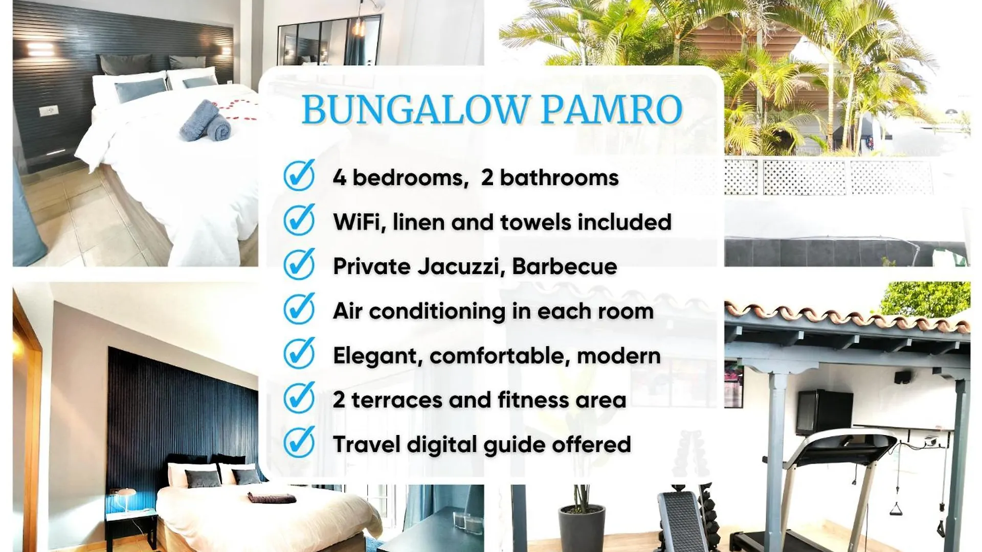 Rooftop Bungalow Pamro - Private Jacuzzi - Fitness Area - Free Wifi - Air Conditioner - Pool - Modern & Comfortable - Sunnygolf Maspalomas  Spain