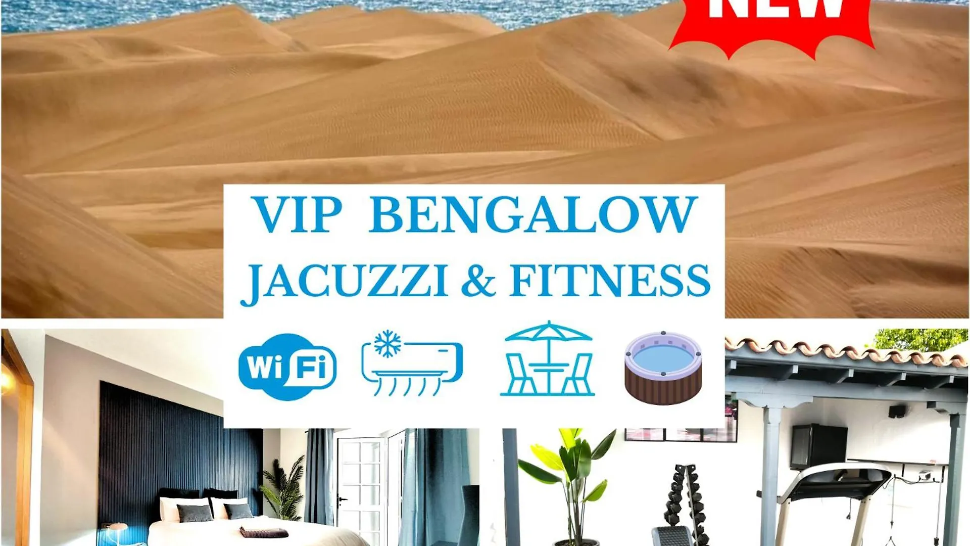 Holiday home Rooftop Bungalow Pamro - Private Jacuzzi - Fitness Area - Free Wifi - Air Conditioner - Pool - Modern & Comfortable - Sunnygolf Maspalomas
