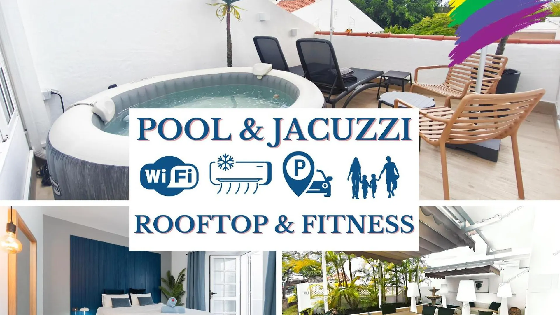 Rooftop Bungalow Pamro - Private Jacuzzi - Fitness Area - Free Wifi - Air Conditioner - Pool - Modern & Comfortable - Sunnygolf location
